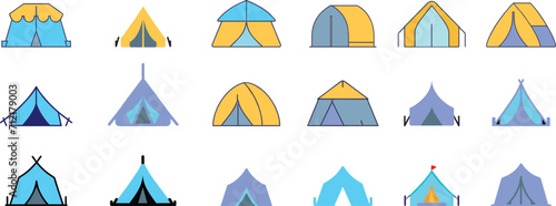 set of colorfull camping tent