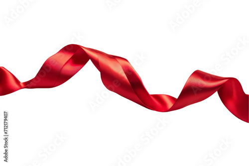 Isolated red satin ribbon on white background, perfect for celebrations, featuring a beautiful bow design in silk, symbolizing love and festivity