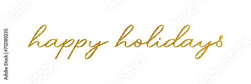 HAPPY HOLIDAYS PNG with metallic gold color on transparent background