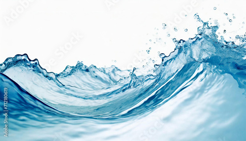 Isolated white background with a blue wave of water