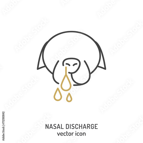 Nasal discharge from dogs nose. Common dog disease symbol.