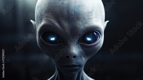 Alien creature has a message for humans. Grey kind humanoid from an other planet portrait series.