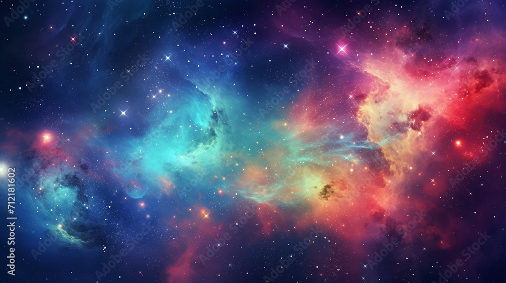 Galaxy with colorful bright colors ready to be wallpaper. Ai generate.