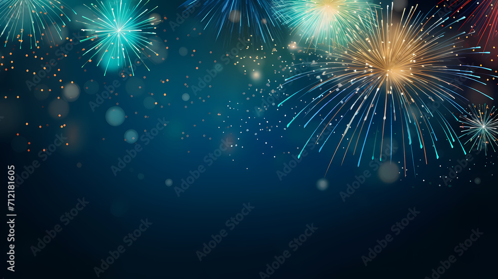 Naklejka premium Beautiful creative holiday background with fireworks and sparkles
