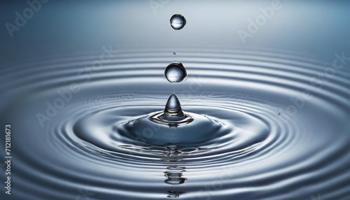 Transparent water droplet creating concentric ripples
