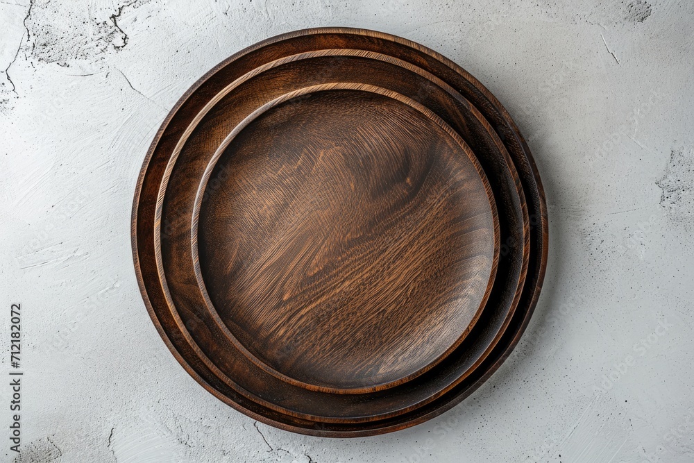 Wooden plates isolated on white background photo Wooden plates isolated on white background photo