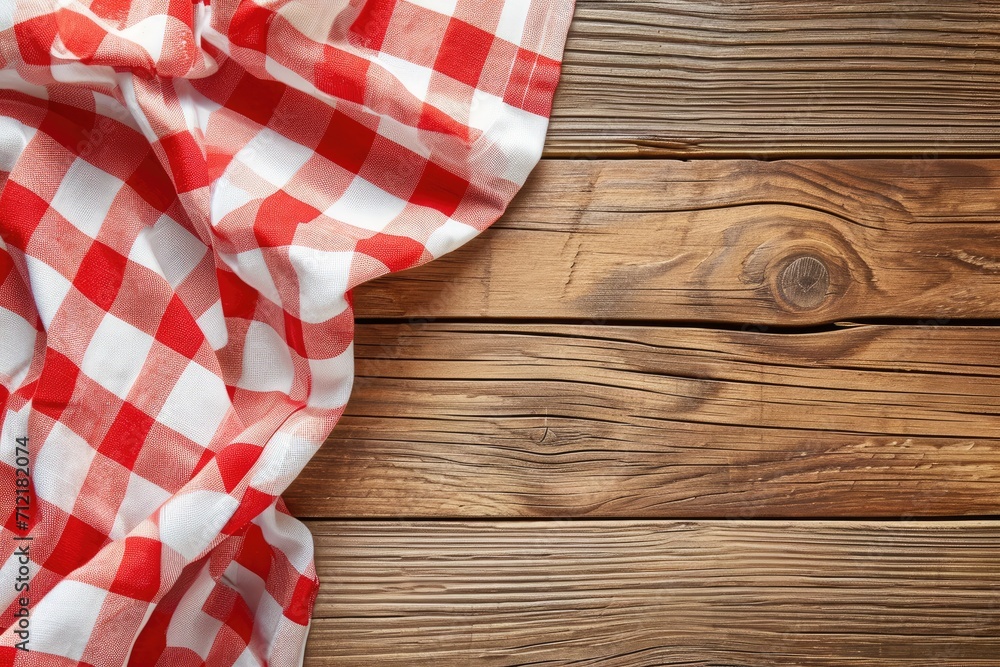 Obraz premium Textile tablecloth on wood background
