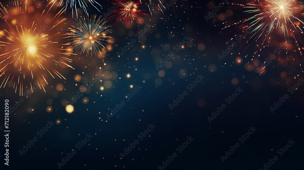 Happy New Year, burning fireworks with bokeh light background Happy New Year, burning fireworks with bokeh light background