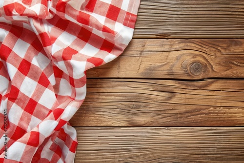 Textile tablecloth on wood background