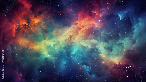 Galaxy with colorful bright colors ready to be wallpaper. Ai generate.