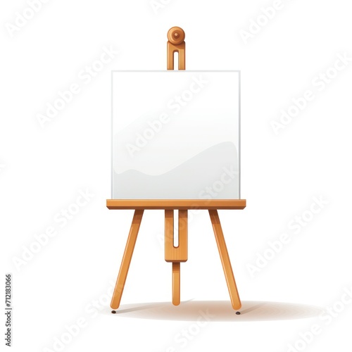 Wooden easel with blank canvas on white background. illustration. Generative AI