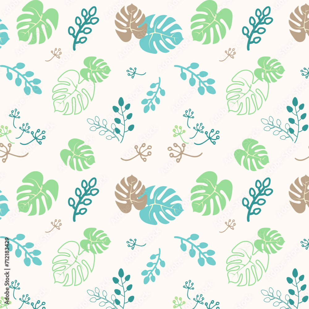 Vector seamless pattern with plant  elements