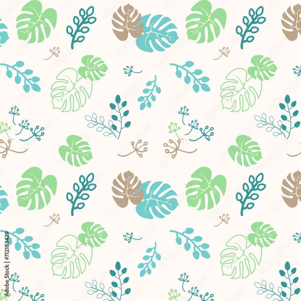 Vector seamless pattern with plant elements Vector seamless pattern with plant elements