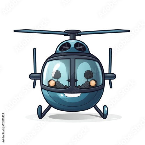 Cartoon helicopter with eyes closed. illustration on white background. Generative AI