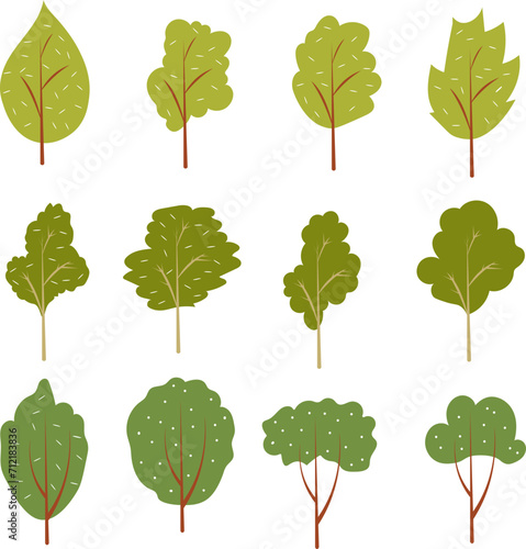Collection of trees. tree set isolated on white background. vector illustration. © Lacc