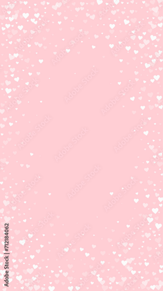 White hearts scattered on pink background. White hearts scattered on pink background.