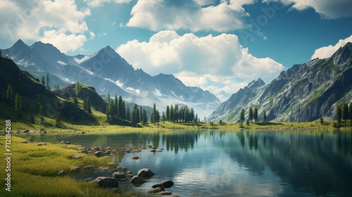 Majestic Mountains Reflecting on Calm Lake