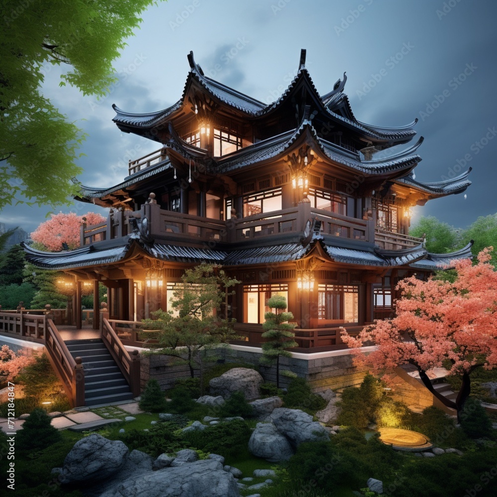 Nice chinese architecture house images Generative AI Nice chinese architecture house images Generative AI