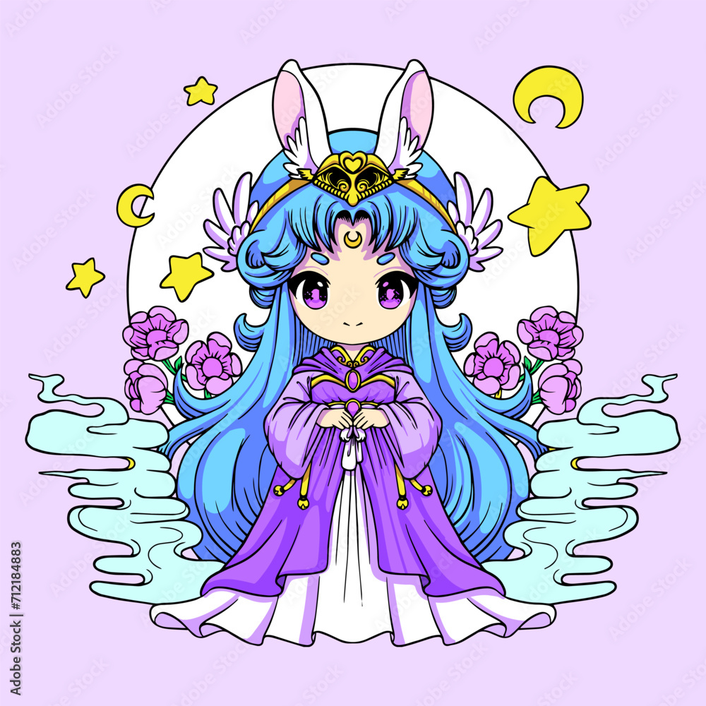 Cute Chibi Anime kawaii girl cartoon illustration Cute Chibi Anime kawaii girl cartoon illustration