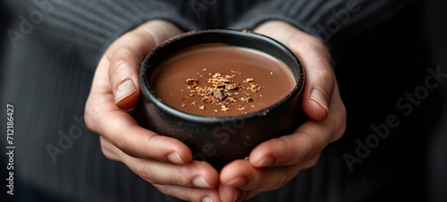 cup of hot chocolate in hands