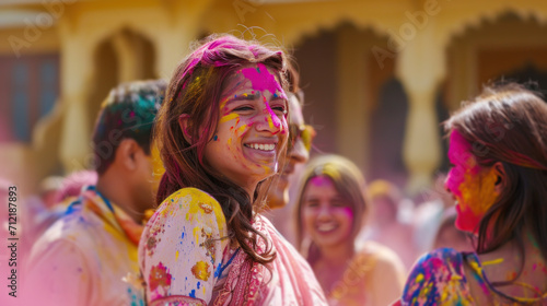 Family, friends, and vibrant colors come together in a joyous Holi gathering