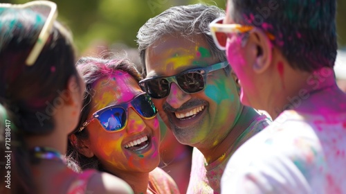 Family, friends, and vibrant colors come together in a joyous Holi gathering
