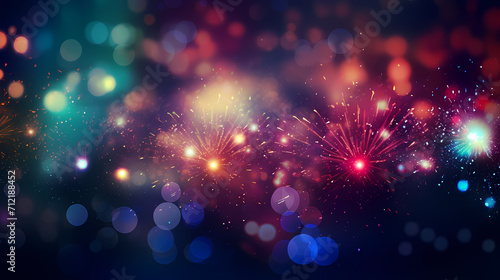 Beautiful creative holiday background with fireworks and sparkles