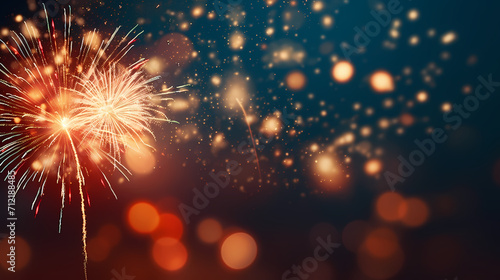 Beautiful creative holiday background with fireworks and sparkles