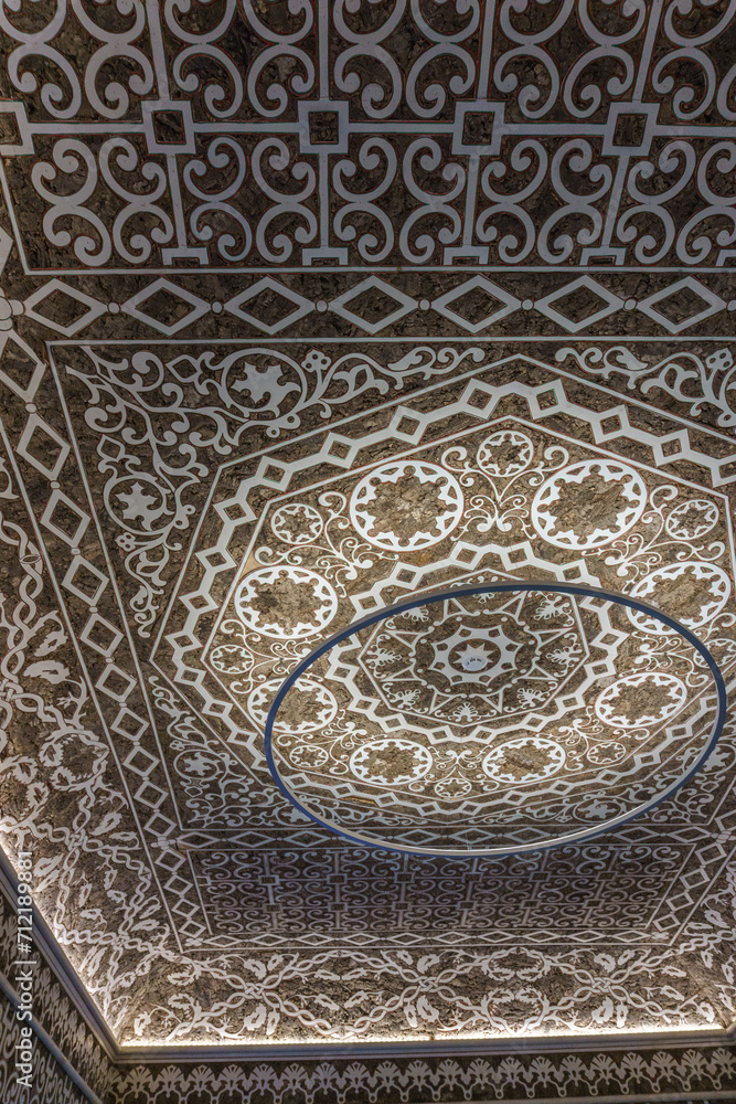 Dining Room Ceiling of Countess of Edla at Pena Palace Park, Sintra, Lisbon, Portugal