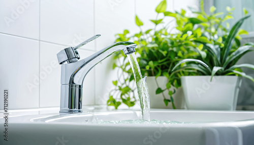 Domestic Bathroom with Sink, Bidet, and Faucet in Home Interior