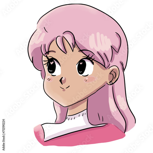 CCute pink hair anime girl avatar photo