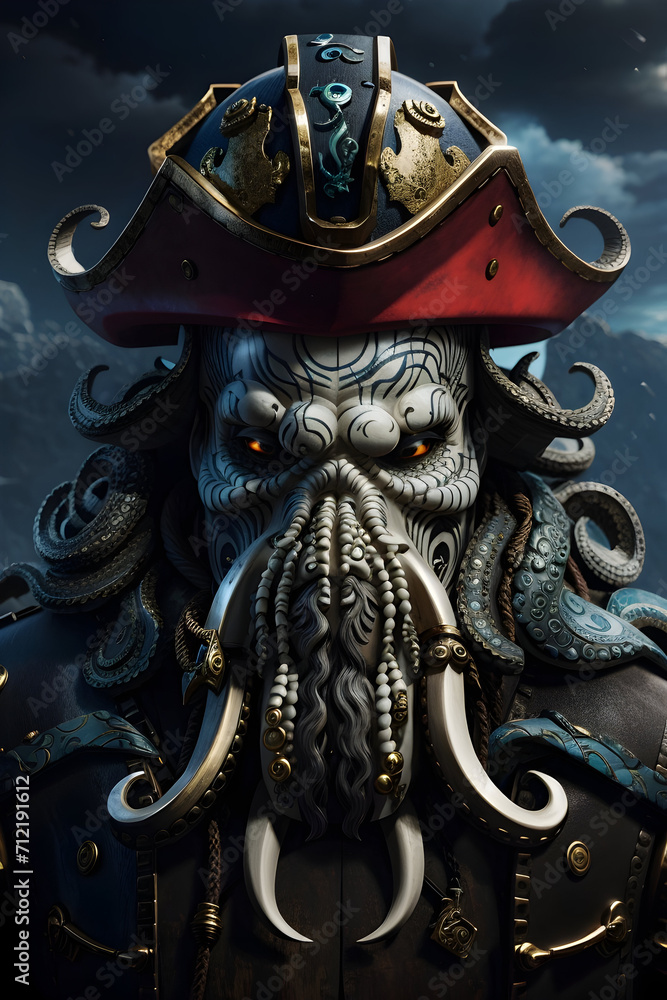 Kraken face with pirate hat Kraken face with pirate hat