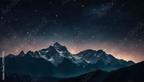 Armonia Celeste- Scatto Affascinante di un Cielo Stellato su un Picco Montuoso, una Sinfonia Celestiale nell'Oscurità photo