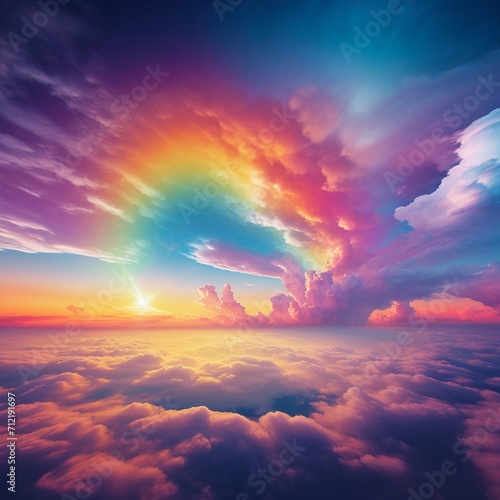 Open sky seven colored rainbow image Generative AI
