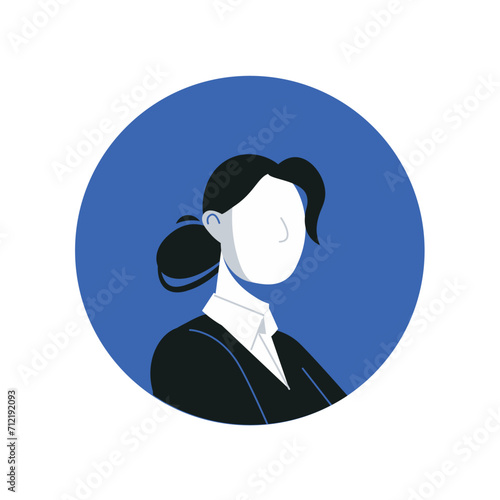 Avatar of character in the blue and black style. An artful image of a woman's avatar with a blue and black color palette is perfect for online working. Vector illustration.