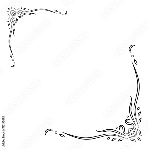 Vintage corner and frame vector element. Antique swirl divider pattern luxury ornament. Filigree design calligraphic decoration for frame, greeting card, invitation, menu, certificate.