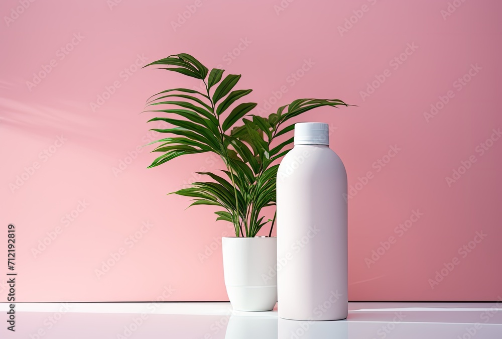 a bottle of milk next to a plant a bottle of milk next to a plant