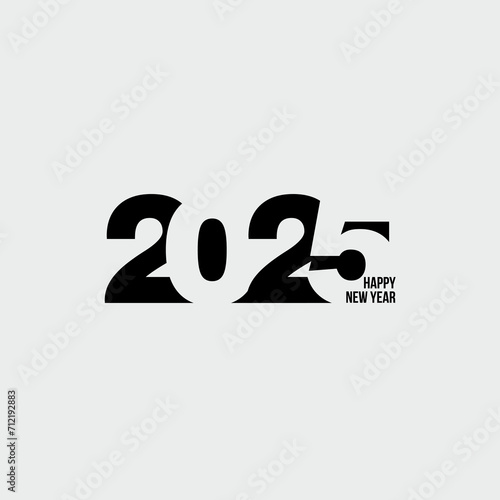 Happy New Year 2025 text design. for brochure design template, postcard, banner. Vector illustration. Isolated on white background.