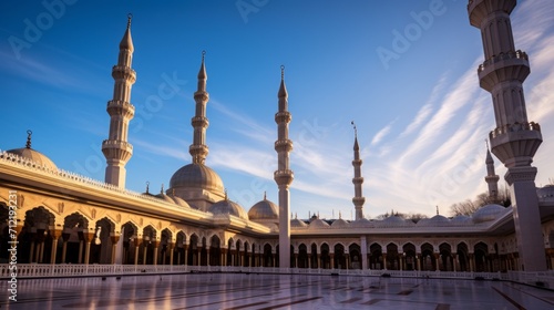 mosque in the morning with blue sky photo