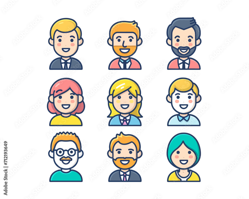 set of cartoon people, icons set, avatar, user set of cartoon people, icons set, avatar, user