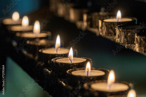votive candles, Roncesvalles, Royal Collegiate Church of Santa María de Roncesvalles, Santiago's road, Navarra, Spain photo