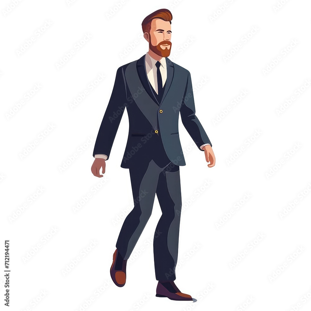 Businessman with beard and mustache in suit. Vector illustration isolated on white background. Businessman with beard and mustache in suit. Vector illustration isolated on white background.