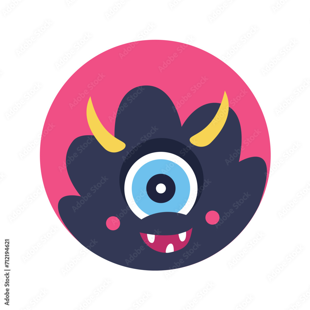 Avatar of monster in the colorful style. This delightful image of a funny monster avatar, a perfect fusion of design and humor, ready to bring smiles to your audience. Vector illustration. Avatar of monster in the colorful style. This delightful image of a funny monster avatar, a perfect fusion of design and humor, ready to bring smiles to your audience. Vector illustration.