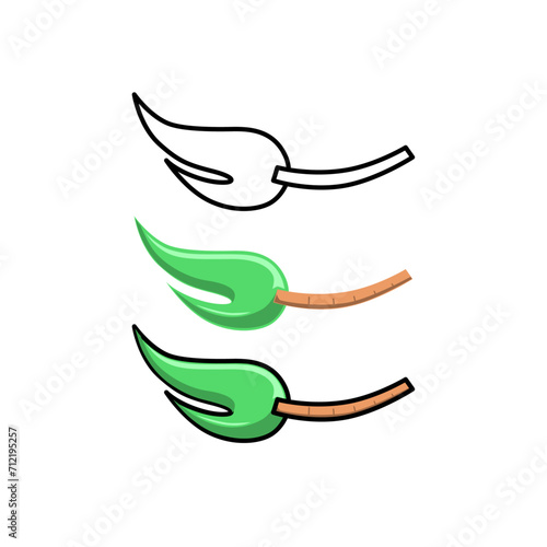 leave and trunk of tree in the form of broom. in three design options