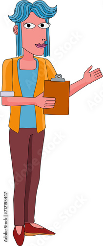 Woman With Clipboard Pointing Illustration photo