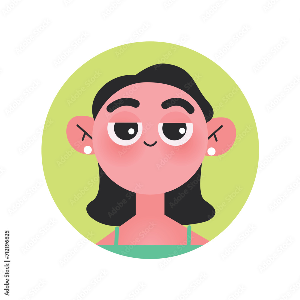Avatar of emotional person in the colorful style. The cartoon design of the avatar girls captures a range of positive emotions. Vector illustration.