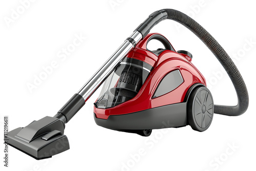 Isolated red vacuum cleaner for home cleaning