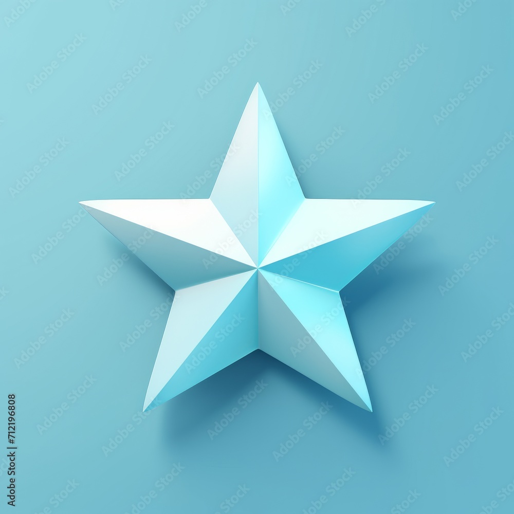 Obraz premium Simple flat star smiling, pure background, 3d modeling drawing, blue light