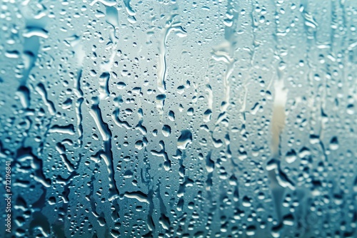 Dew on transparent window Water droplets Rain Abstract textured background
