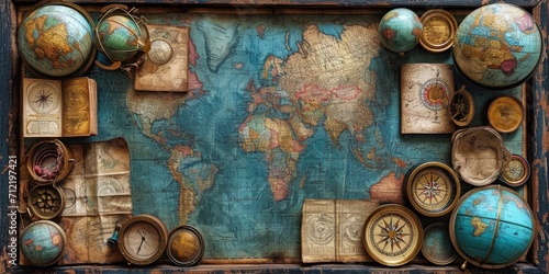  Antique Maps and Globes Collage